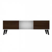 Manhattan Comfort 175AMC188 Doyers 62.20 Mid-Century Modern TV Stand in White and Nut Brown